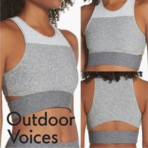 Outdoor voices Tri tone slash back crop top gray S